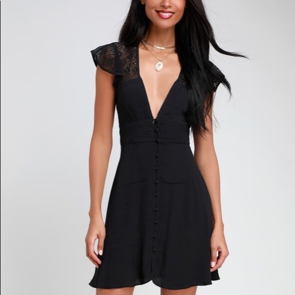 Free People Dresses & Skirts - Free People black lace mini slip dress. Brand new!